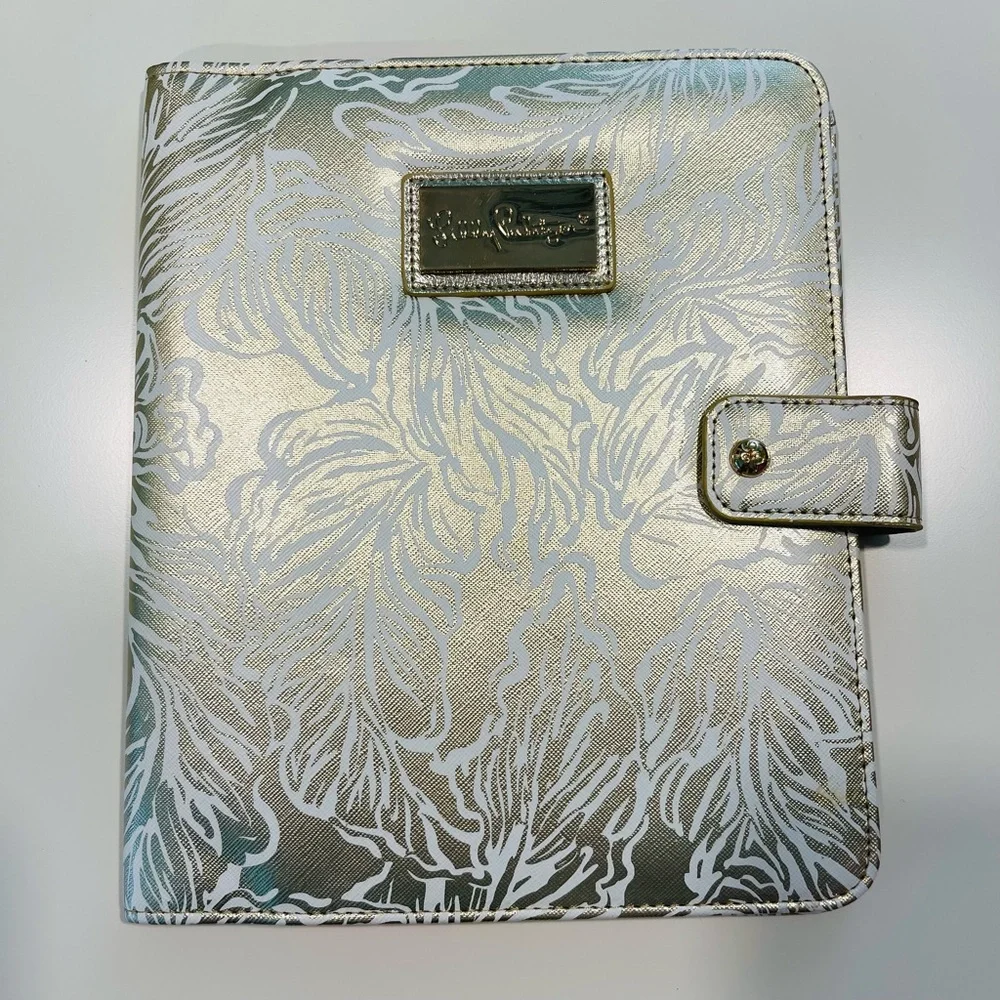 Lilly Pulitzer Metallic Gold and White Floral Home Office Planner